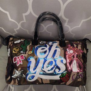 Sequined Patches travel bag camouflage carry all